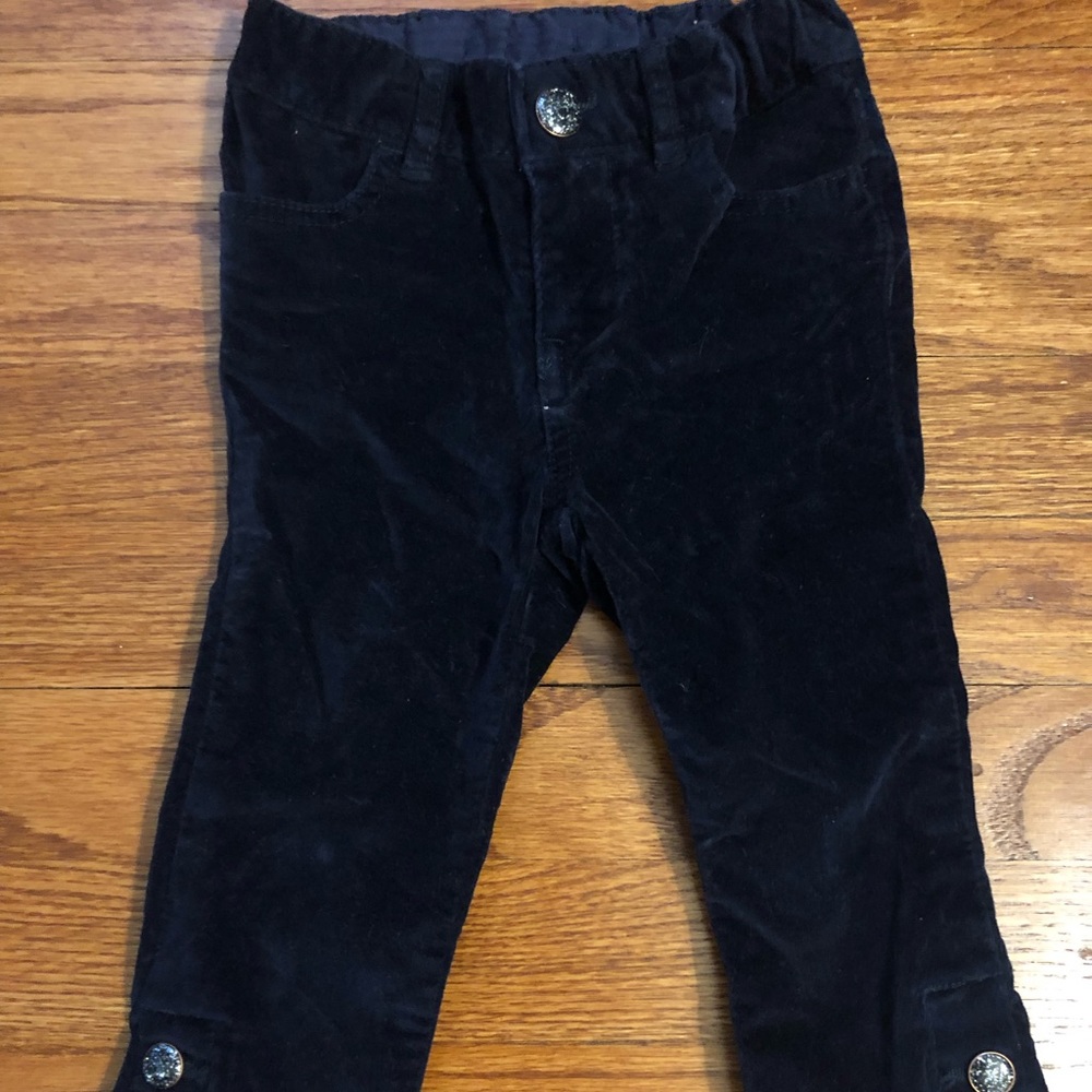 Baby GAP Navy Blue Velvet Pants w/ Button Detail